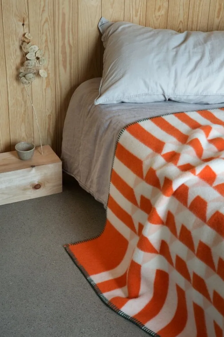 Røros Tweed Kvam filt, 135 x 200 cm, orange