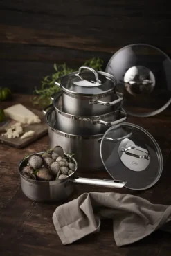 Rösle Elegance kastrullset, 4 kastruller med 3 lock, stål