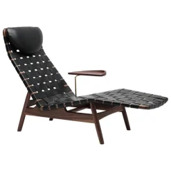 Sibast AV Egoist schäslong med kudde, valnöt - svart läder