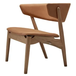 Sibast No 7 fåtölj, helklädd, vitlackad ek - cognacsfärgat läder