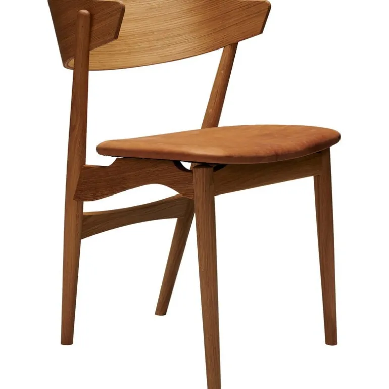 Sibast No 7 stol, ek - konjaksfärgat läder
