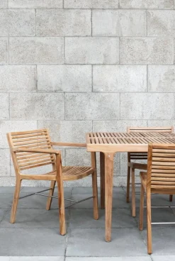 Sibast RIB matbord, 140 x 70 cm, teak - rostfritt stål