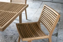 Sibast RIB matbord, 100 x 100 cm, teak - rostfritt stål