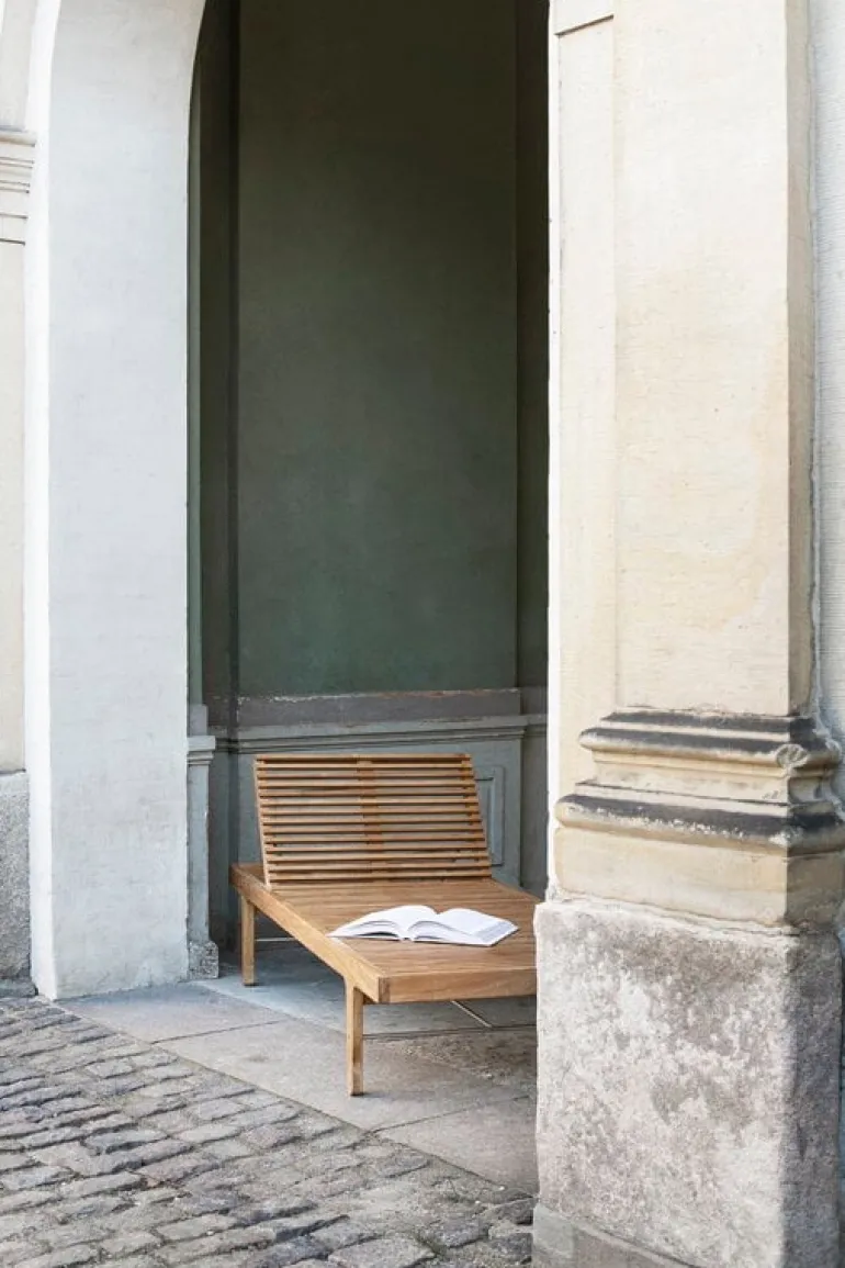 Sibast RIB solsäng/dagbädd, teak - rostfritt stål