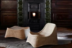 Sika-Design Chill fåtölj och fotpall, naturlig rotting