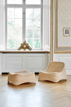 Sika-Design Chill fåtölj och fotpall, naturlig rotting