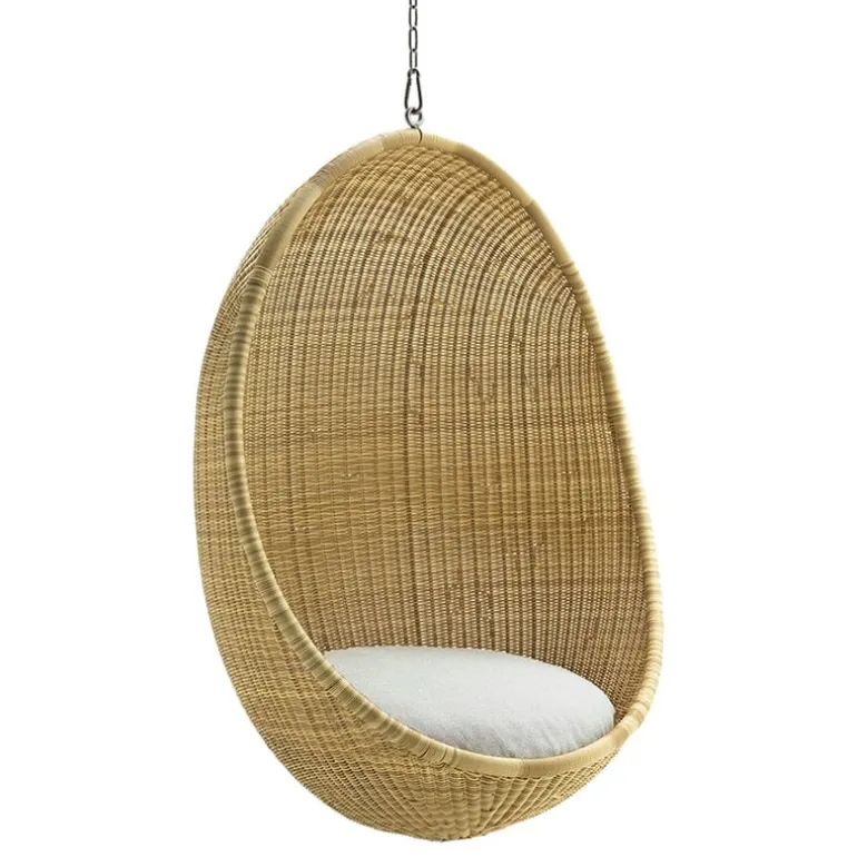 Sika-Design Hanging Egg Exterior hängstol, naturell - vit dyna
