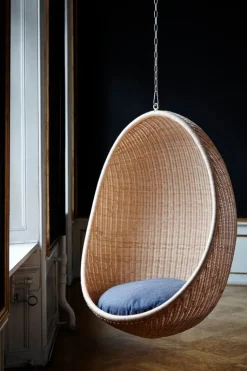 Sika-Design Hanging Egg Exterior hängstol, naturell - vit dyna