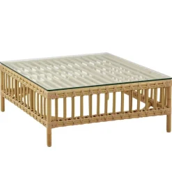 Sika-Design Maggie Exterior puffmodul soffa, glasskiva, naturell - vit kudde