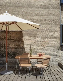 Skagerak Atlantis parasoll, ø 330 cm, randigt, blått - vitt