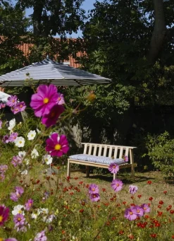 Skagerak Atlantis parasoll, ø 330 cm, randigt, blått - vitt