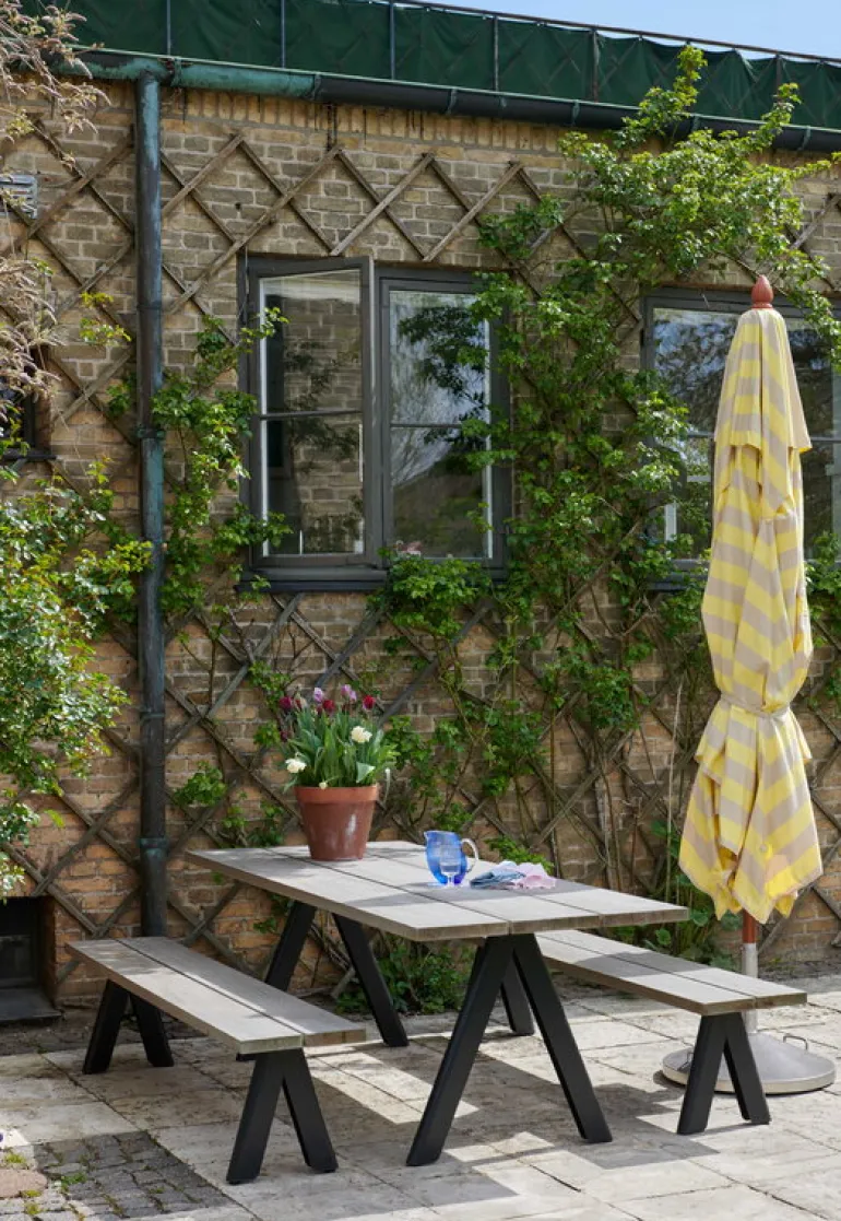 Skagerak Messina parasoll 300 x 300 cm, citron - sand