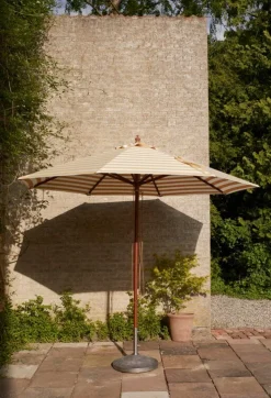 Skagerak Messina parasoll, ø 270 cm, randigt, guld - vitt