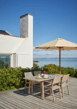 Skagerak Messina parasoll, ø 270 cm, randigt, guld - vitt