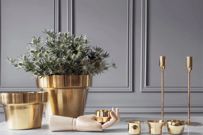 Skultuna Kin värmeljushållare, set med 5, mässing