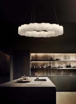 Stilnovo Honey pendellampa, rund, 60 cm, vit