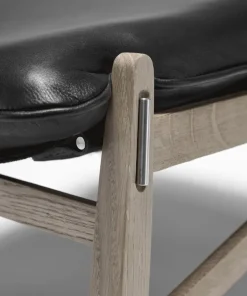 Stolab Link fotpall, ek - svart Elmotique-läder