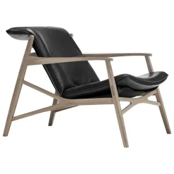 Stolab Link fåtölj, vitoljad ek - svart Elmotique läder