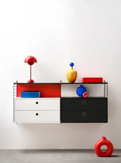 String Furniture String byrå med 2 lådor, 78 x 30 cm, vit