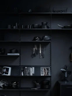 String Furniture String hylla 78 x 30 cm, 3-pack, svartbetsad ask