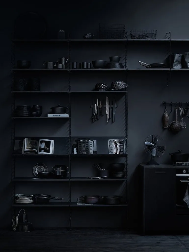 String Furniture String hylla 78 x 30 cm, 3-pack, svartbetsad ask