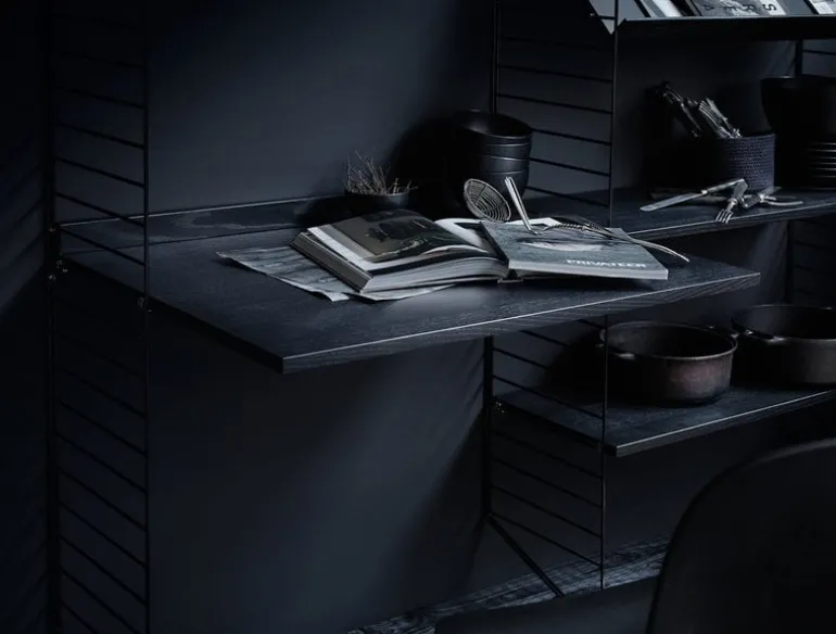 String Furniture String hylla 78 x 30 cm, 3-pack, svartbetsad ask