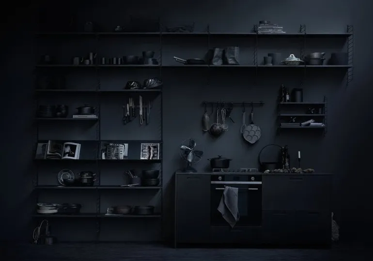 String Furniture String hylla 78 x 30 cm, 3-pack, svartbetsad ask