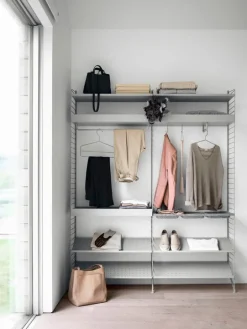 String Furniture String metallhylla, 78 x 30 cm, hög, grå