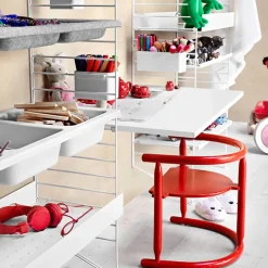 String Furniture String metallhylla, 78 x 30 cm, hög, grå