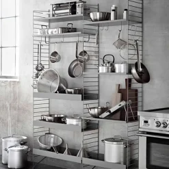 String Furniture String metallhylla, 78 x 30 cm, låg, svart