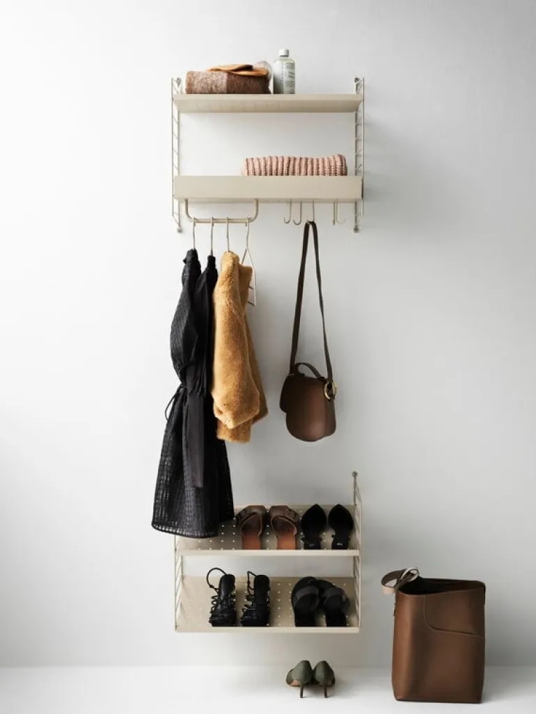 String Furniture String metallhylla 78 x 20 cm, låg, beige