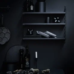 String Furniture String Pocket hylla, svartbetsad ask