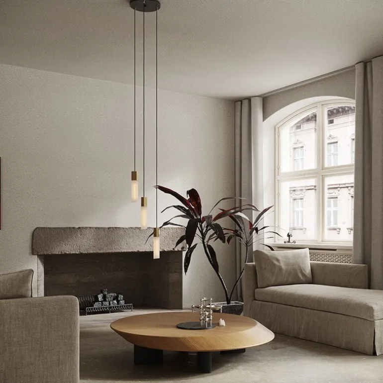 Tala Basalt Triple taklampa, mässing