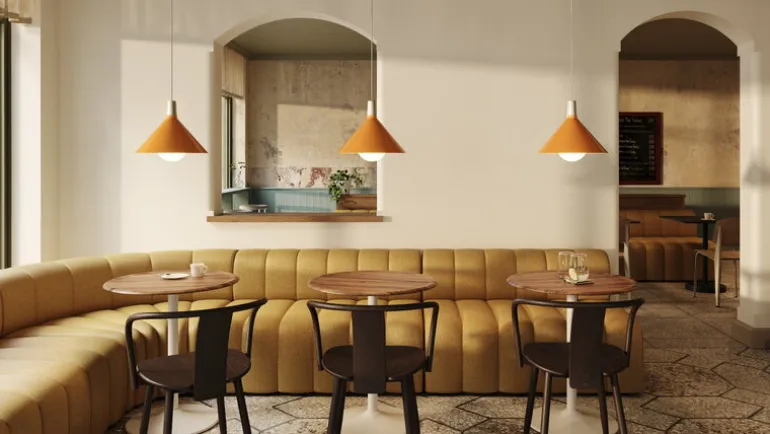 Tala Bower, pendellampa C360, med Sphere IV-lampa, gul