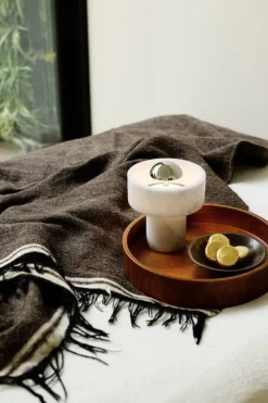 Tom Dixon Stone bärbar LED-bordslampa, vit marmor - silver