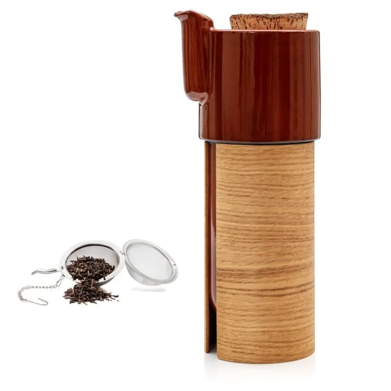 Tonfisk Design Warm tekanna 1,1 L, brun - ek, korklock