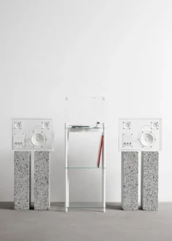 Transparent Turntable stativ, vit