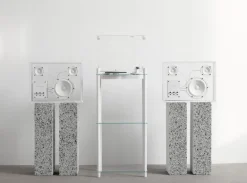 Transparent Turntable stativ, vit