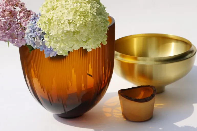 Utopia & Utility Ray stapelbar behållare, 55 x 30 cm, bärnsten - mässing