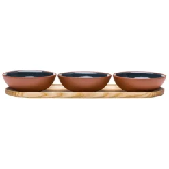 Vaidava Ceramics Earth, skål 0,2 l, 3-pack + bricka, grå