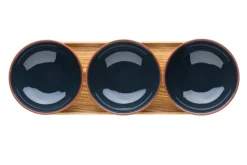 Vaidava Ceramics Earth, skål 0,2 l, 3-pack + bricka, grå