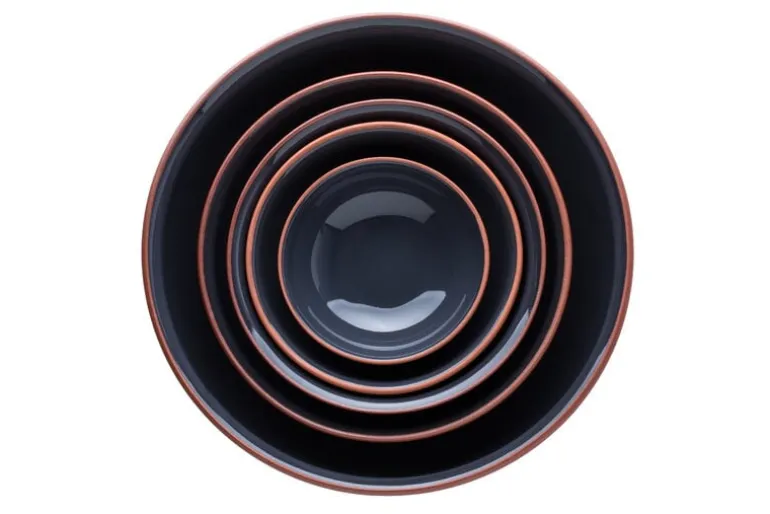 Vaidava Ceramics Earth, skål 0,2 l, 3-pack + bricka, grå