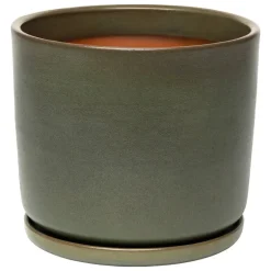 Vaidava Ceramics Moss blomkruka med fat, L, mossgrön