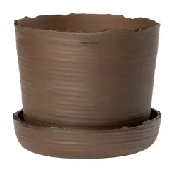 Vaidava Ceramics Soil kruka med fat, XL, brun