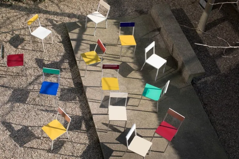 valerie_objects Alu stol, bordeaux - rosa