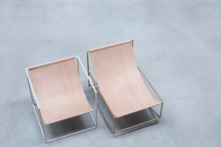 valerie_objects Rocking Chair gungstol, mässing - läder