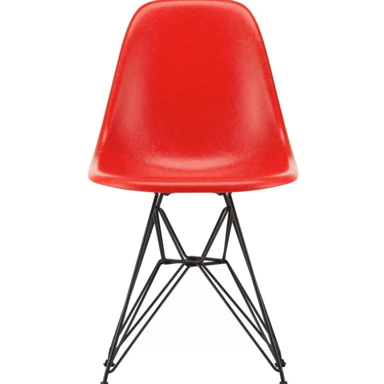 Vitra Eames DSR stol, fiberglas, klassisk röd - basic dark