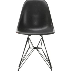 Vitra Eames DSR stol, fiberglas, elephant hide grey - svart