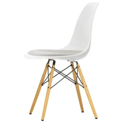 Vitra Eames DSW-stol, vit - lönn - varmgrå/elfenbensfärgad dyna
