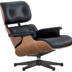 Vitra Eames fåtölj, klassisk storlek, valnöt - svart läder